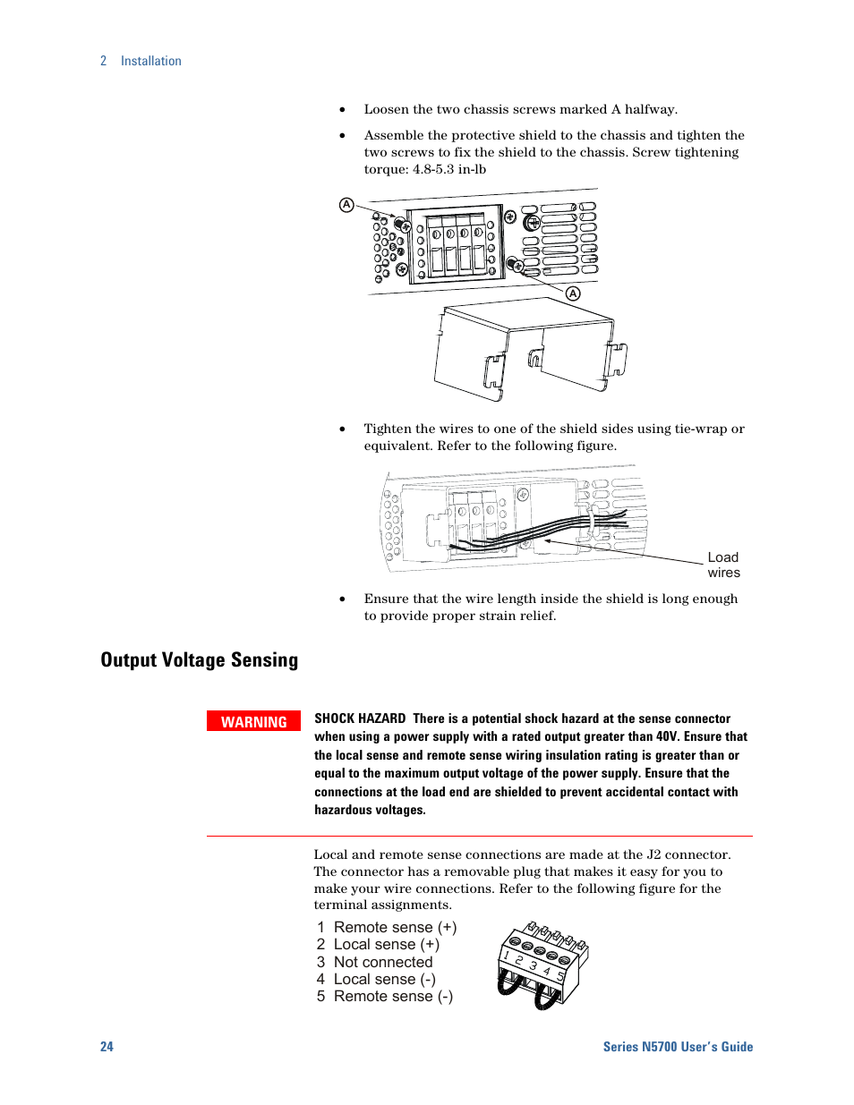 Output voltage sensing | Agilent Technologies System DC N5700 User Manual | Page 24 / 132