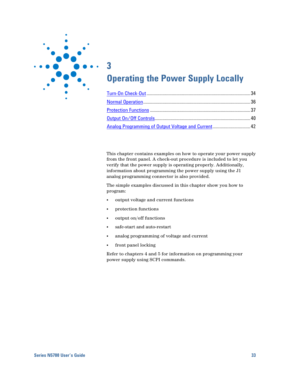 3 - operating the power supply locally, 3 operating the power supply locally | Agilent Technologies System DC N5700 User Manual | Page 33 / 132