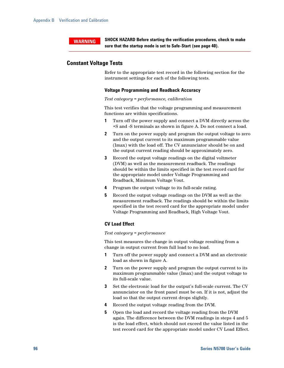 Constant voltage tests | Agilent Technologies System DC N5700 User Manual | Page 96 / 132