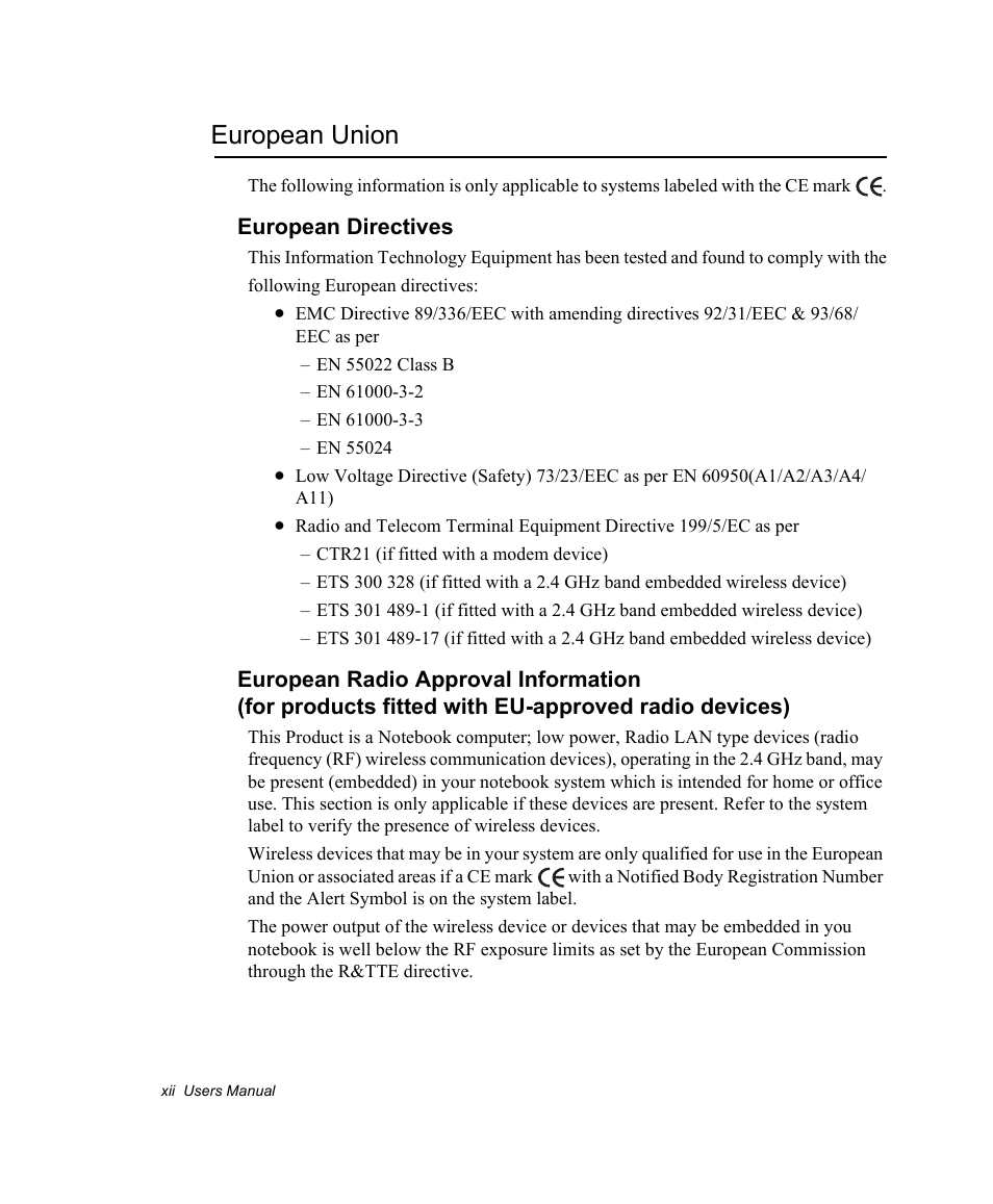 European union, European directives | Samsung NV30CH0Q0B User Manual | Page 12 / 119