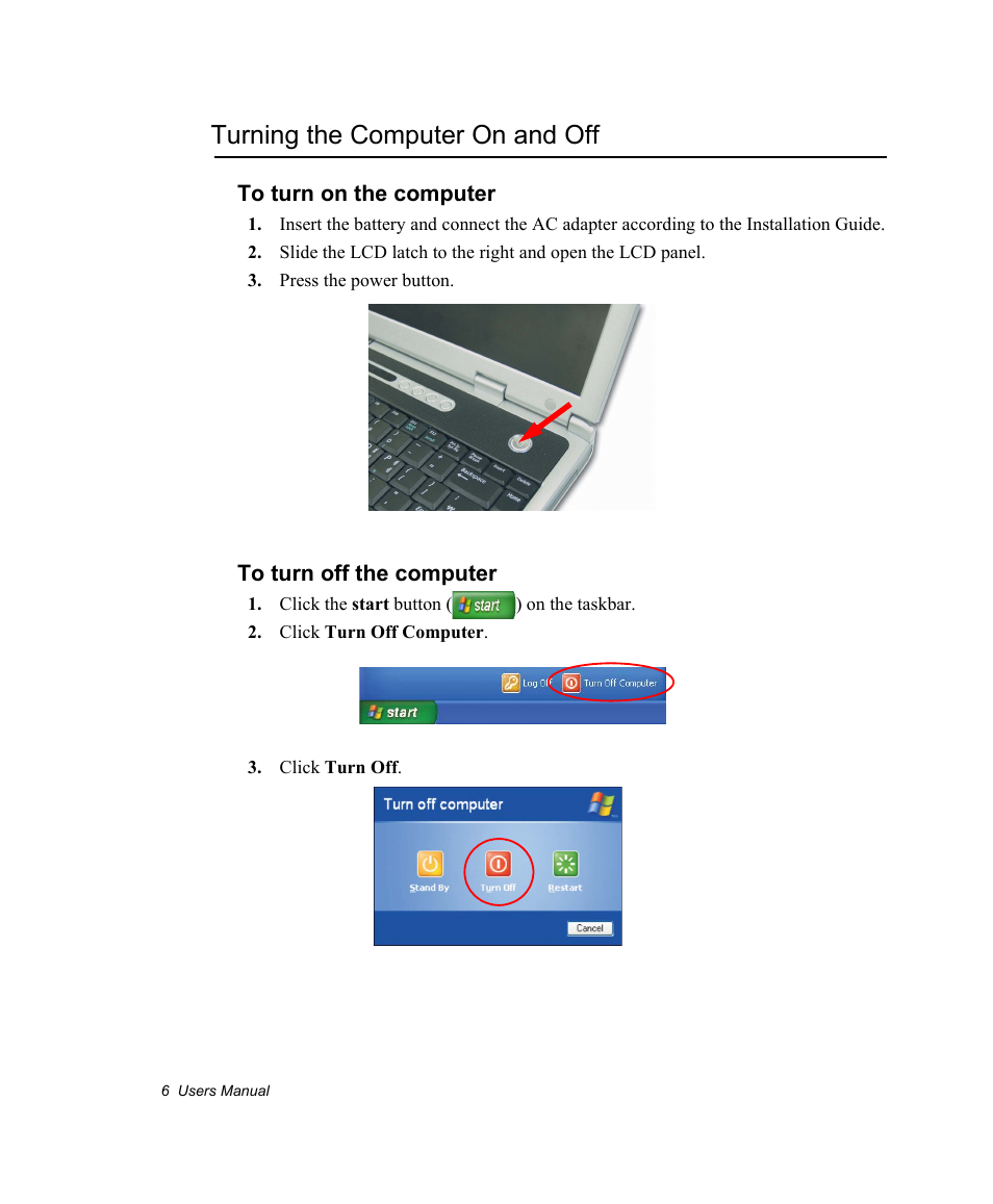 Turning the computer on and off, To turn on the computer, To turn off the computer | Samsung NV30CH0Q0B User Manual | Page 19 / 119