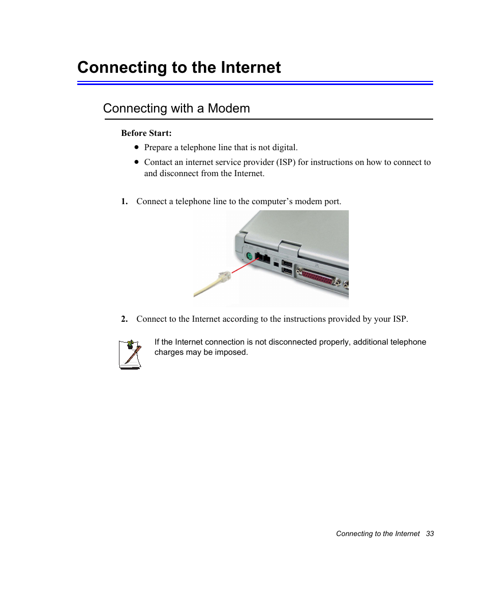 Connecting to the internet, Connecting with a modem | Samsung NV30CH0Q0B User Manual | Page 46 / 119