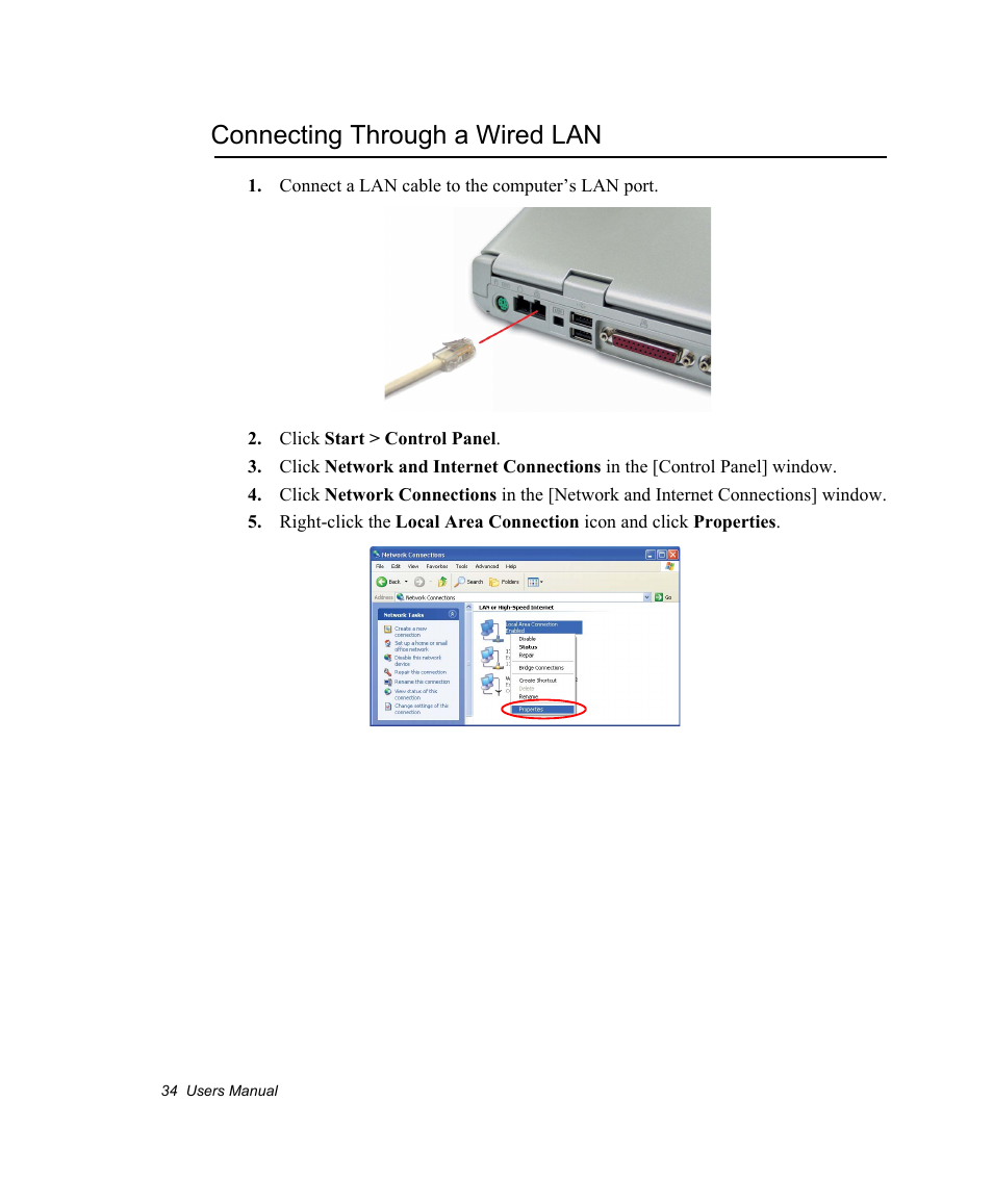 Connecting through a wired lan | Samsung NV30CH0Q0B User Manual | Page 47 / 119