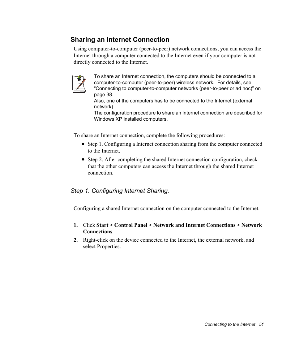 Sharing an internet connection | Samsung NV30CH0Q0B User Manual | Page 64 / 119