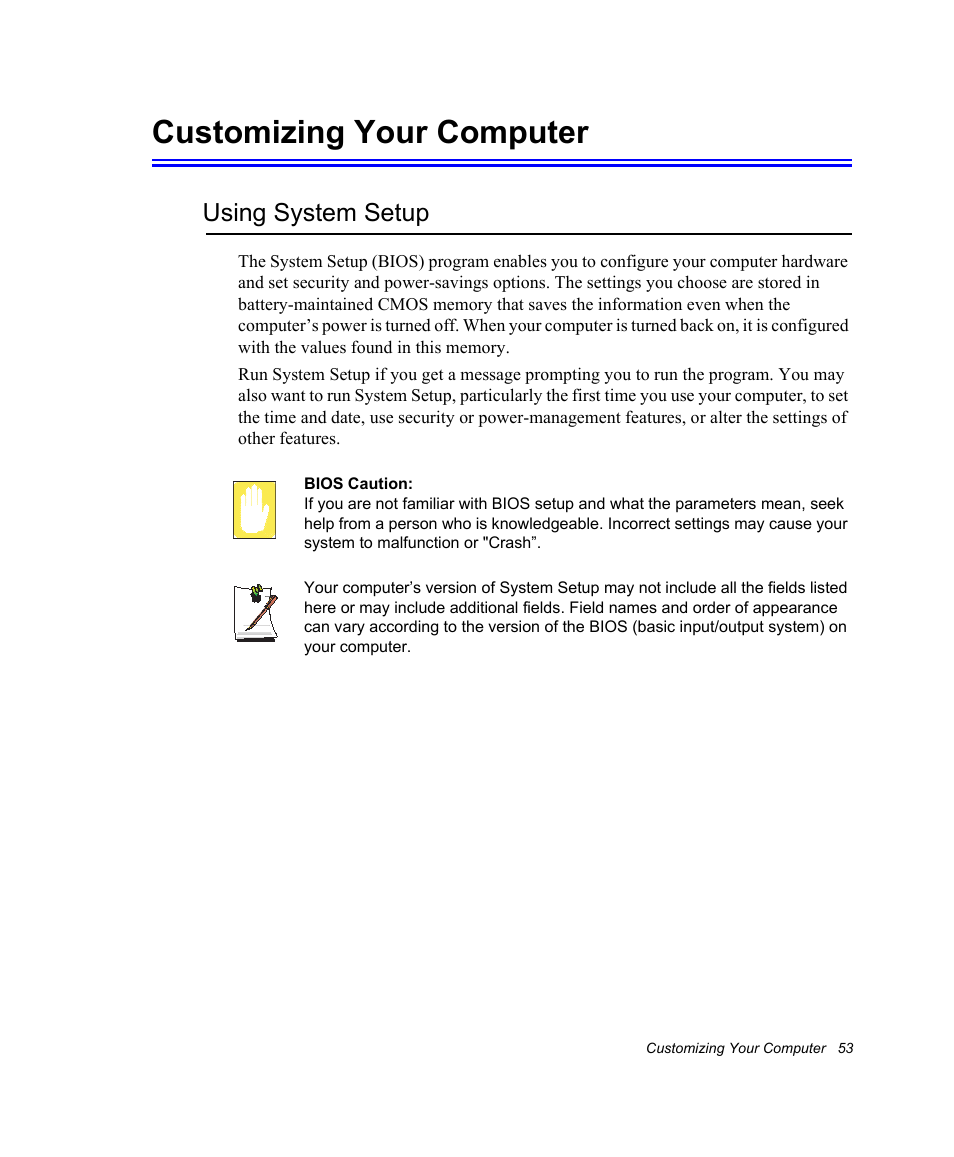 Customizing your computer, Using system setup | Samsung NV30CH0Q0B User Manual | Page 66 / 119