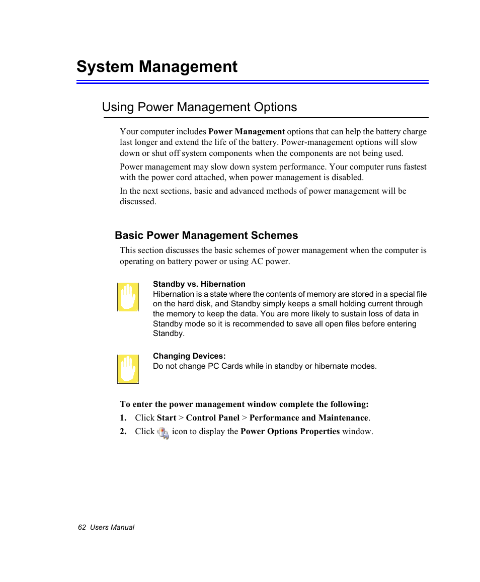 System management, Using power management options, Basic power management schemes | Samsung NV30CH0Q0B User Manual | Page 75 / 119
