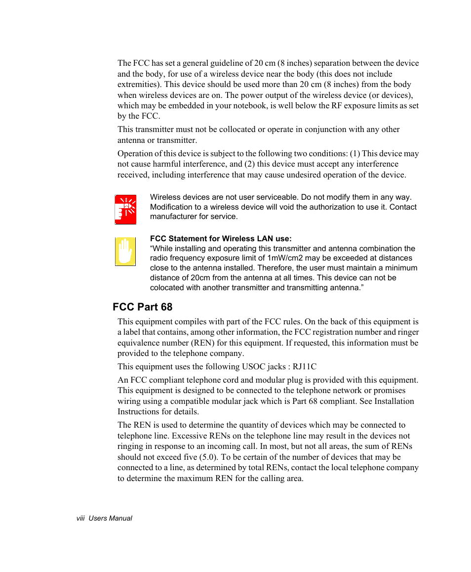 Fcc part 68 | Samsung NV30CH0Q0B User Manual | Page 8 / 119