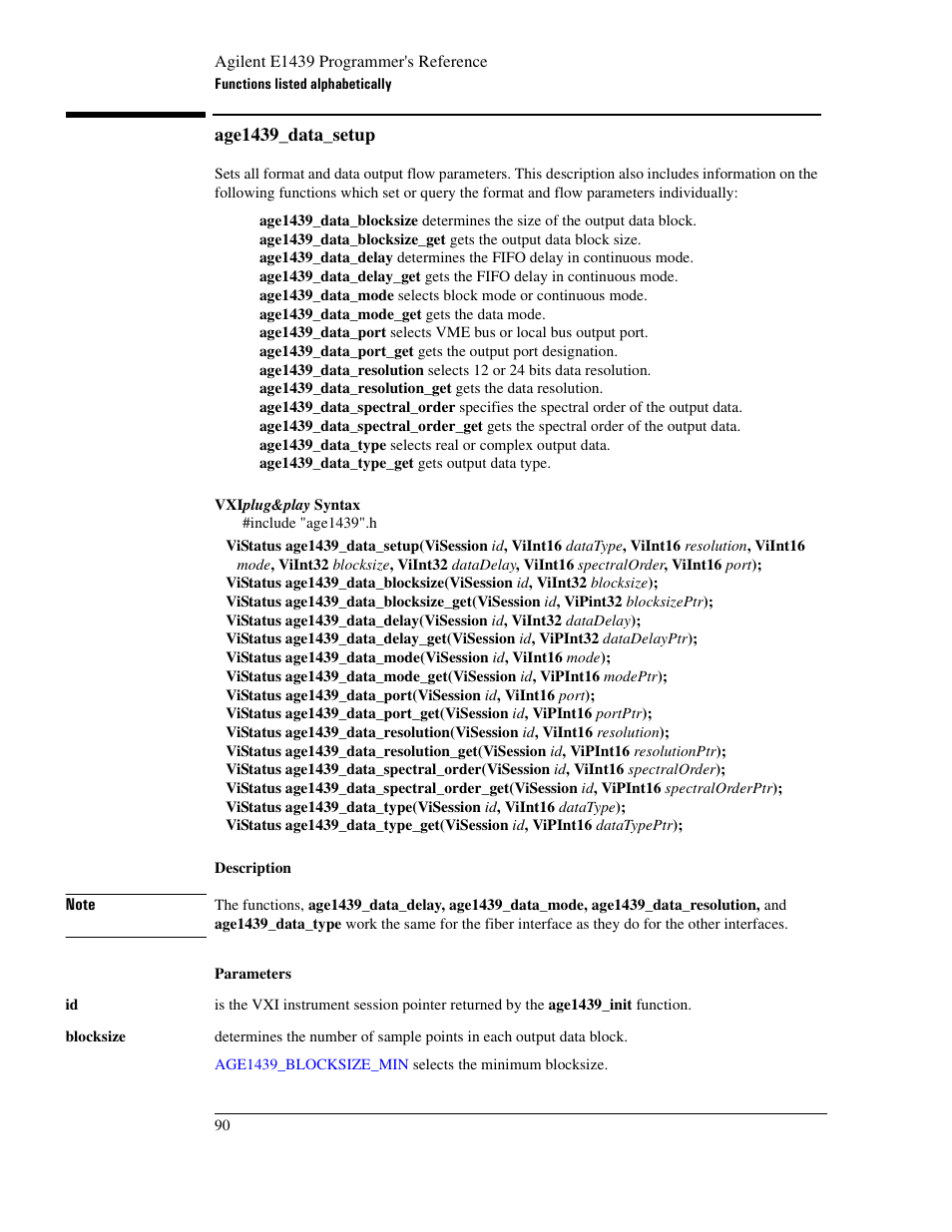 Age1439_data_setup, Ze_get, Age1439 | Agilent Technologies VXI E1439 User Manual | Page 100 / 246