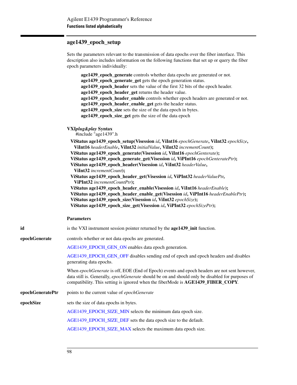 Age1439_epoch_setup, Header | Agilent Technologies VXI E1439 User Manual | Page 108 / 246