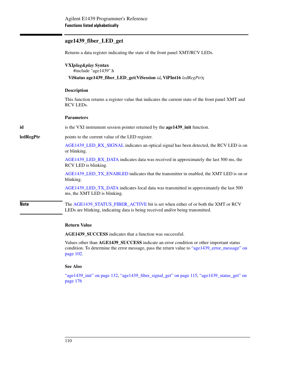 Age1439_fiber_led_get | Agilent Technologies VXI E1439 User Manual | Page 120 / 246