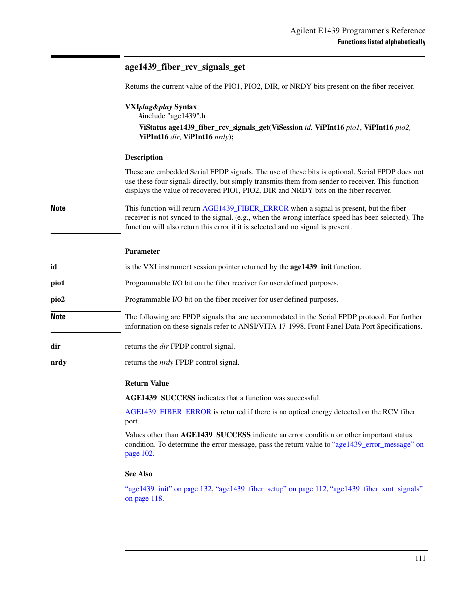 Age1439_fiber_rcv_signals_get | Agilent Technologies VXI E1439 User Manual | Page 121 / 246