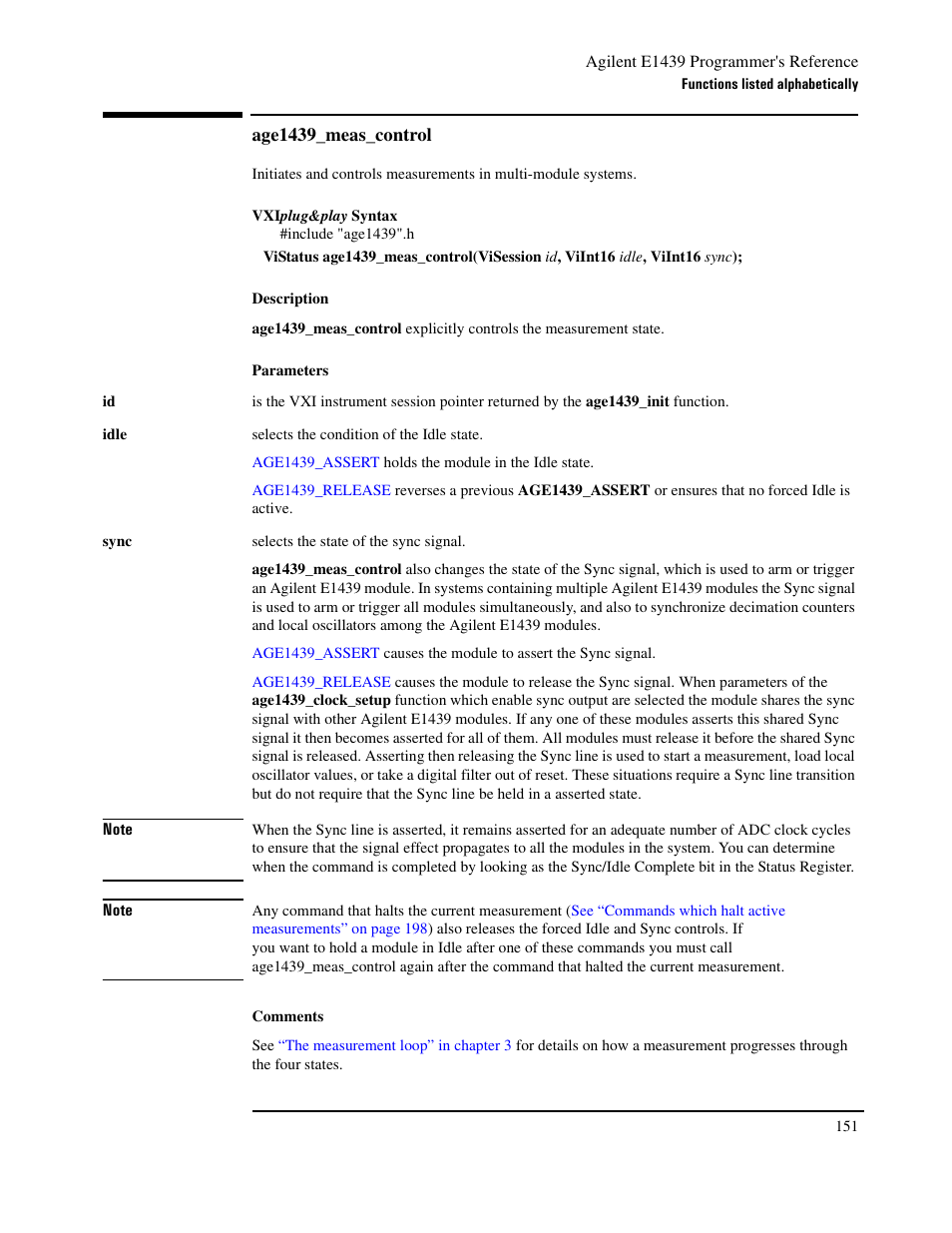 Age1439_meas_control, Age1439_meas_control” on | Agilent Technologies VXI E1439 User Manual | Page 161 / 246