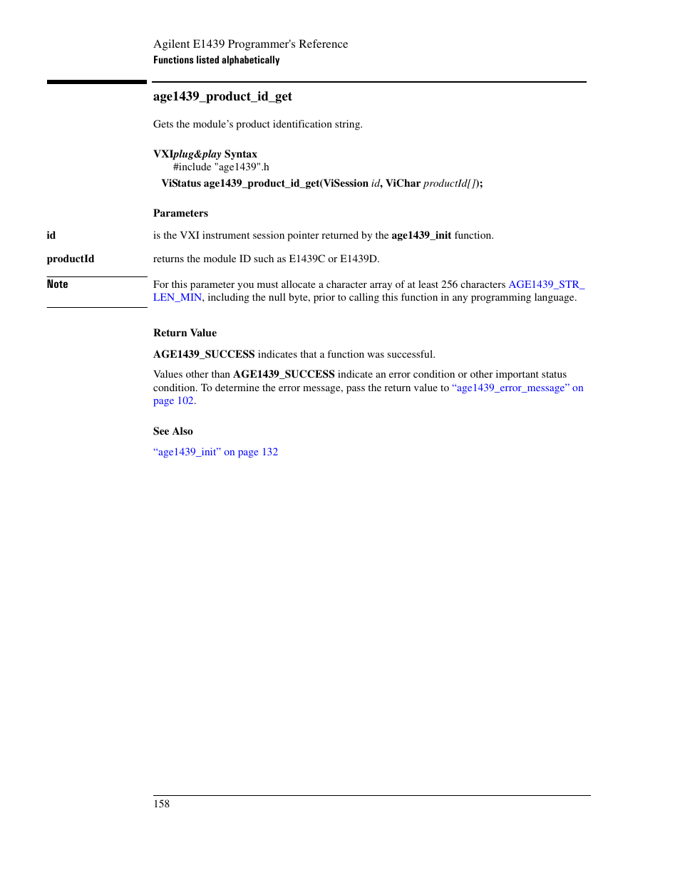Age1439_product_id_get | Agilent Technologies VXI E1439 User Manual | Page 168 / 246