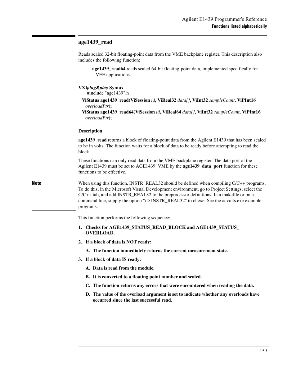 Age1439_read, Age1439 | Agilent Technologies VXI E1439 User Manual | Page 169 / 246