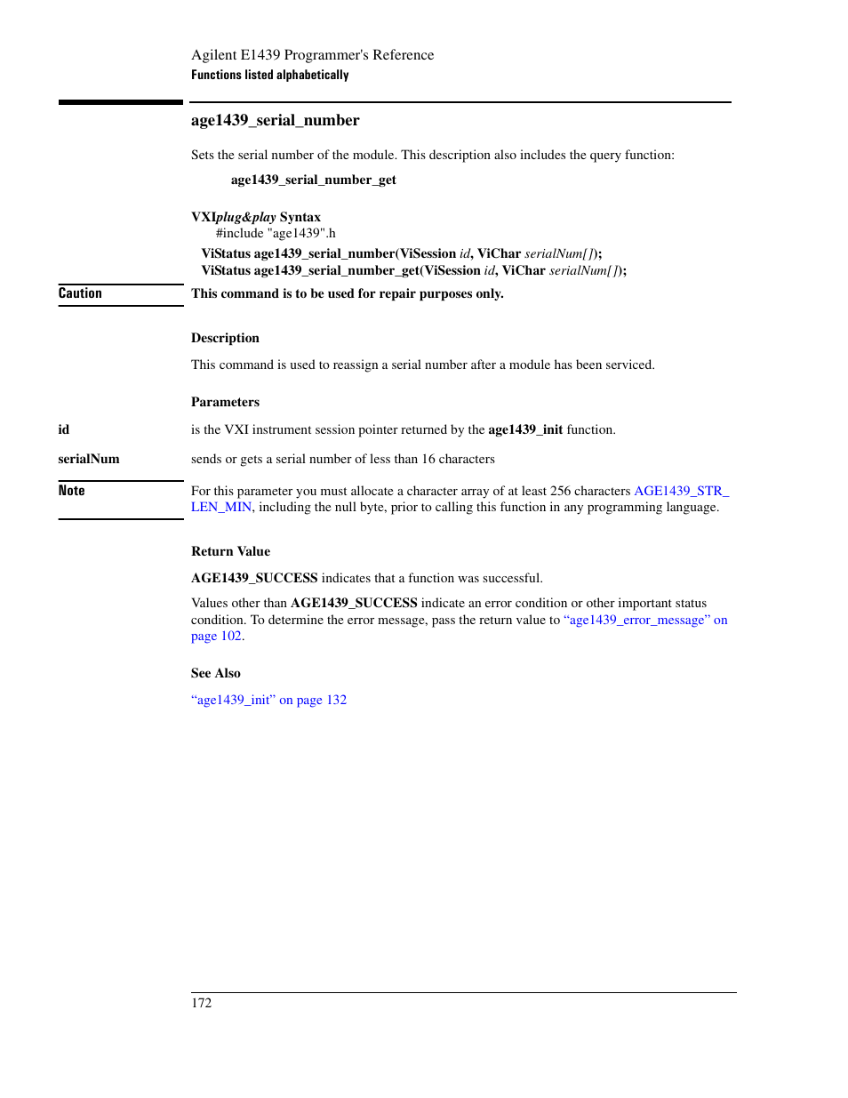 Age1439_serial_number | Agilent Technologies VXI E1439 User Manual | Page 182 / 246