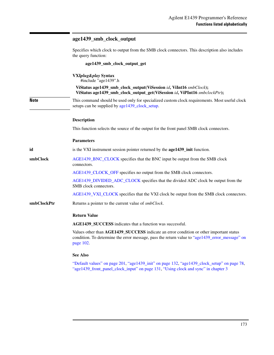 Age1439_smb_clock_output | Agilent Technologies VXI E1439 User Manual | Page 183 / 246