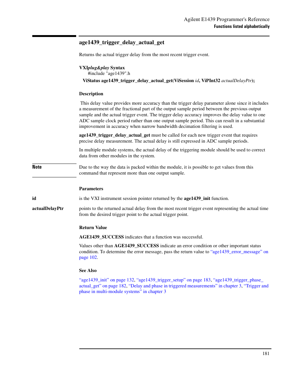 Age1439_trigger_delay_actual_get | Agilent Technologies VXI E1439 User Manual | Page 191 / 246