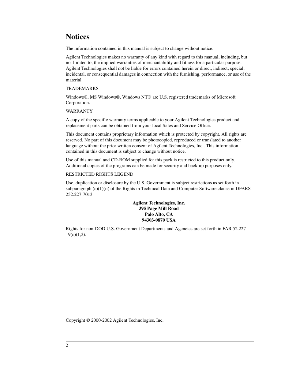 Notices | Agilent Technologies VXI E1439 User Manual | Page 2 / 246