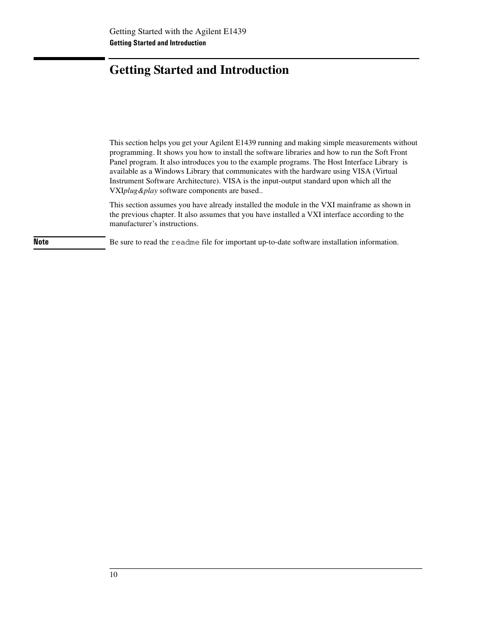 Getting started and introduction | Agilent Technologies VXI E1439 User Manual | Page 20 / 246