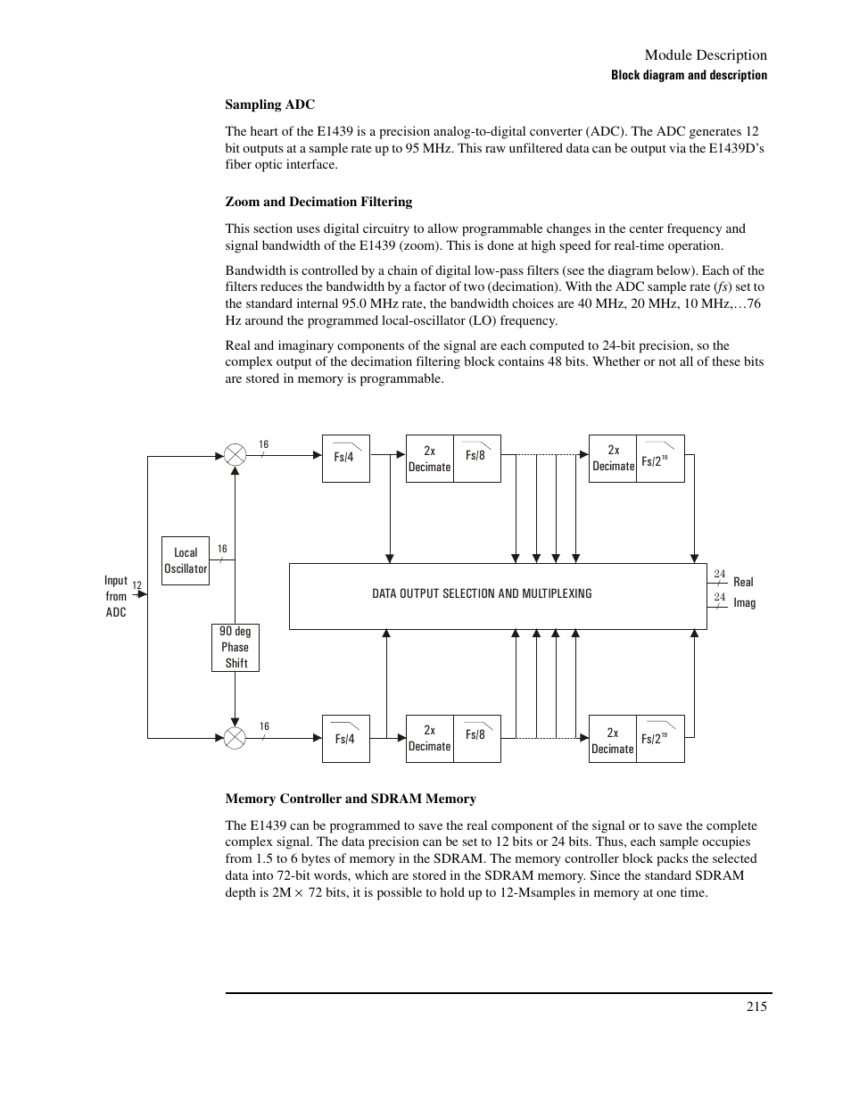 Module description | Agilent Technologies VXI E1439 User Manual | Page 225 / 246
