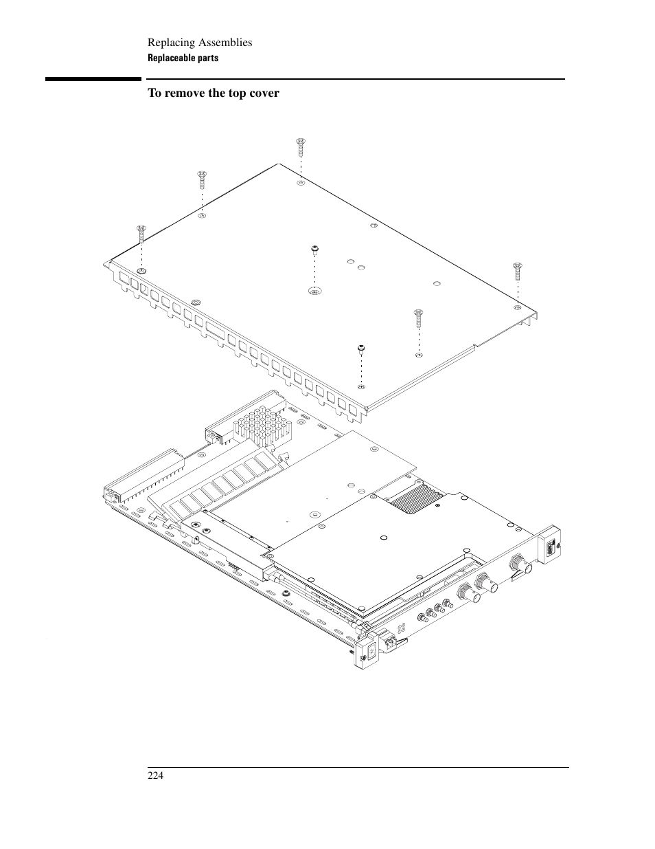 To remove the top cover | Agilent Technologies VXI E1439 User Manual | Page 234 / 246