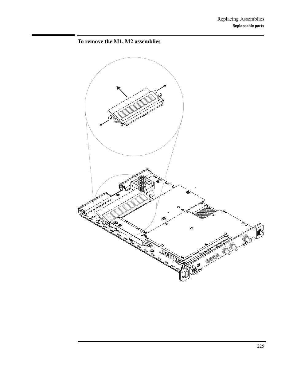 To remove the m1, m2 assemblies | Agilent Technologies VXI E1439 User Manual | Page 235 / 246