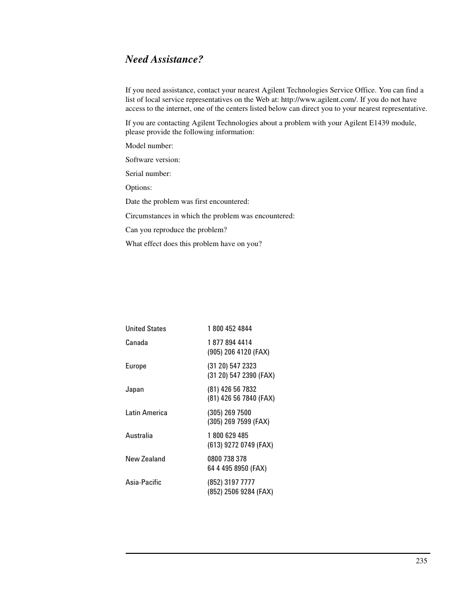 Need assistance | Agilent Technologies VXI E1439 User Manual | Page 245 / 246
