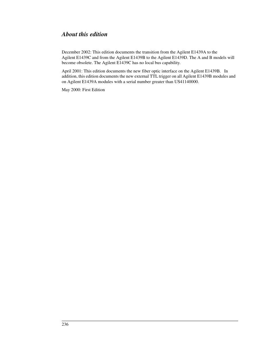About this edition | Agilent Technologies VXI E1439 User Manual | Page 246 / 246
