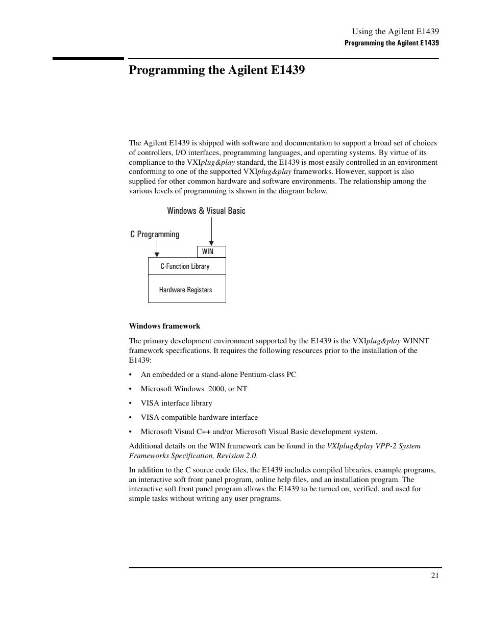 Programming the agilente1439, Programming the agilent e1439 | Agilent Technologies VXI E1439 User Manual | Page 31 / 246