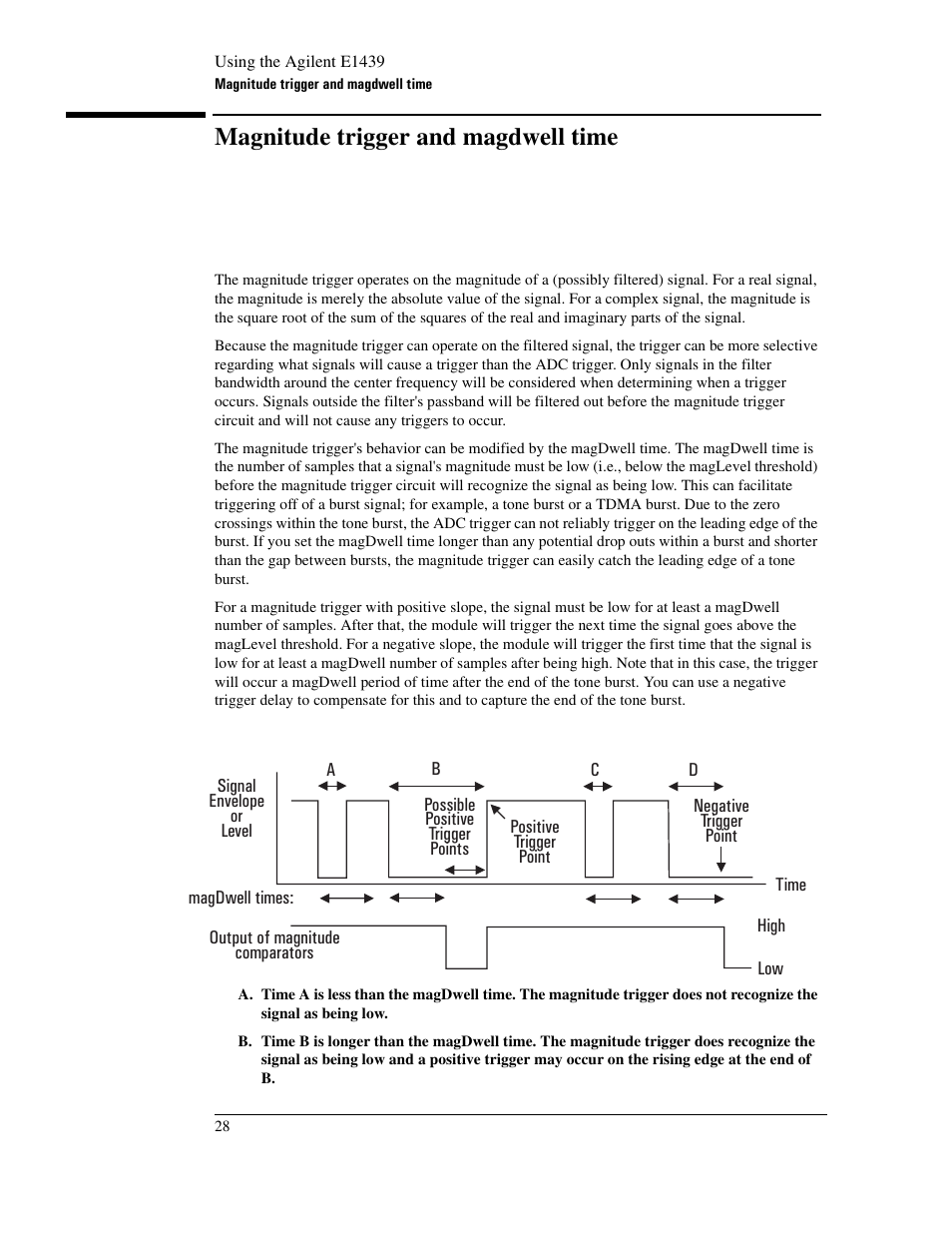 Magnitude trigger and magdwell time | Agilent Technologies VXI E1439 User Manual | Page 38 / 246