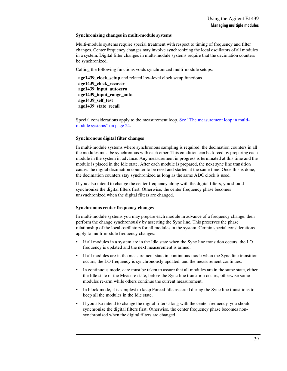 See “synchronizing changes in | Agilent Technologies VXI E1439 User Manual | Page 49 / 246