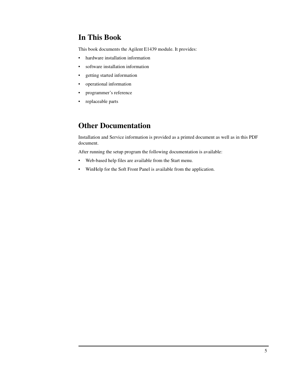 Other documentation | Agilent Technologies VXI E1439 User Manual | Page 5 / 246