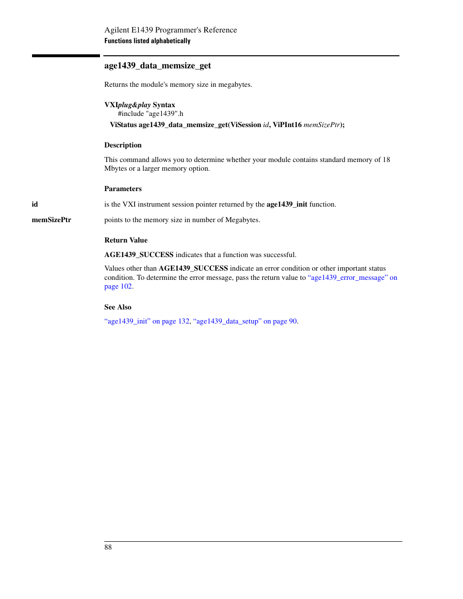 Age1439_data_memsize_get | Agilent Technologies VXI E1439 User Manual | Page 98 / 246