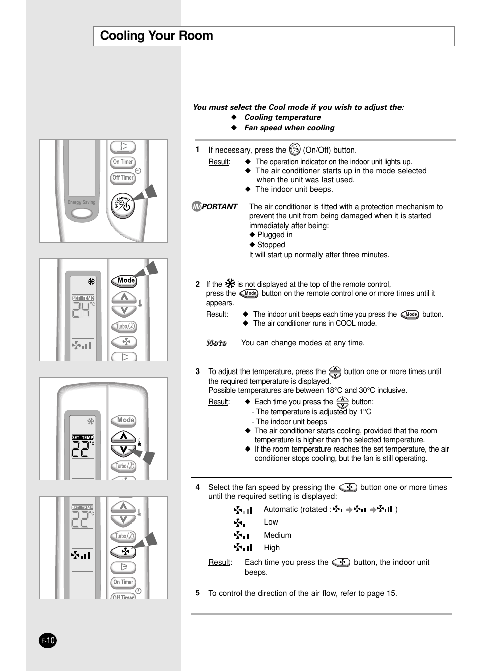 Cooling your room | Samsung SC05ZZ8 User Manual | Page 10 / 24