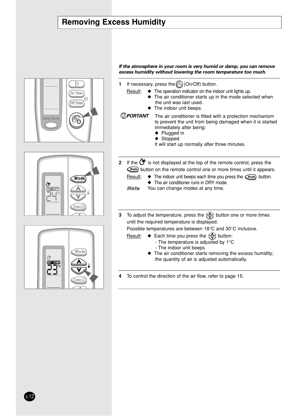 Removing excess humidity | Samsung SC05ZZ8 User Manual | Page 12 / 24