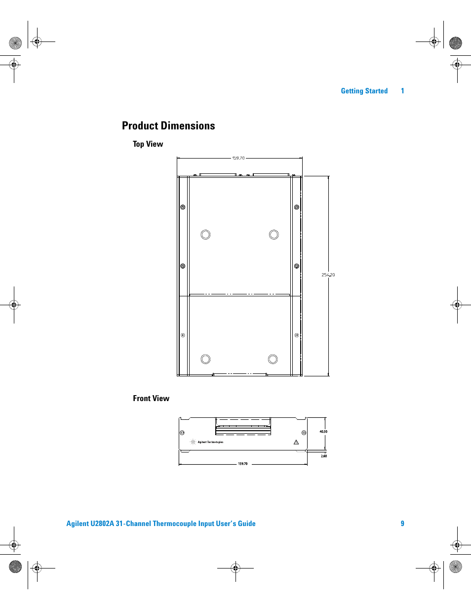 Product dimensions | Agilent Technologies U2802A User Manual | Page 19 / 67