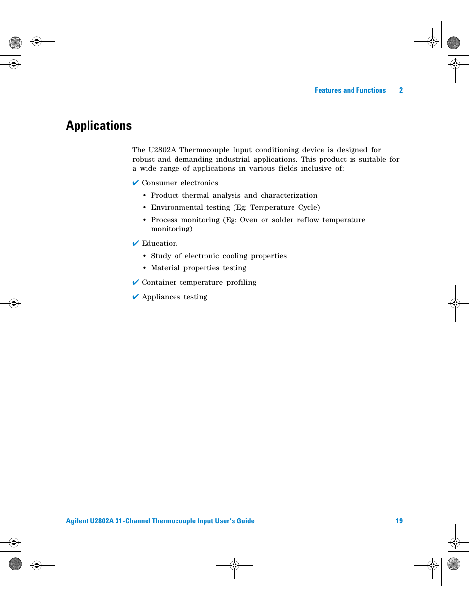 Applications | Agilent Technologies U2802A User Manual | Page 29 / 67