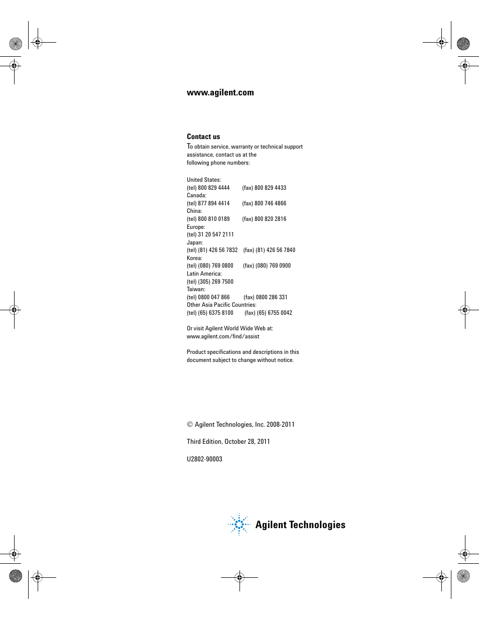 Agilent technologies | Agilent Technologies U2802A User Manual | Page 67 / 67
