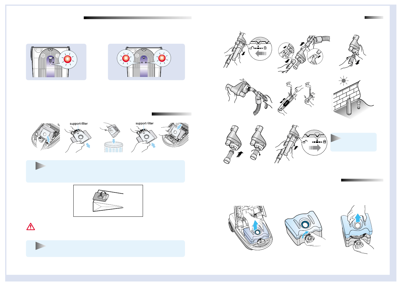 Lamp signals, Changing the dust bag (optional), Cleaning the cyclone filter (optional) | Caring the dust bin(optional) | Samsung SC9273 User Manual | Page 10 / 31