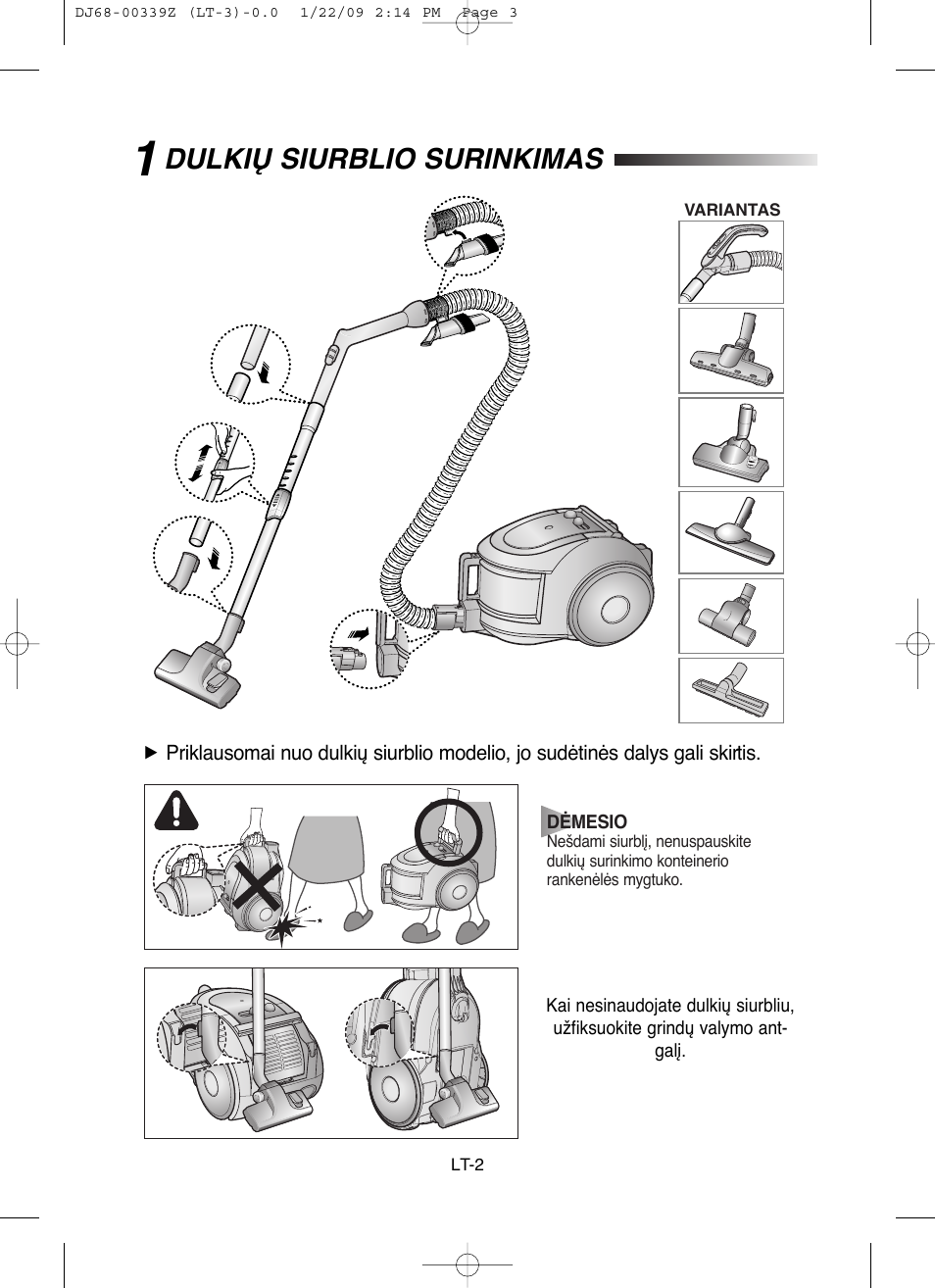 Dulkið siurblio surinkimas | Samsung SC6540 User Manual | Page 25 / 56