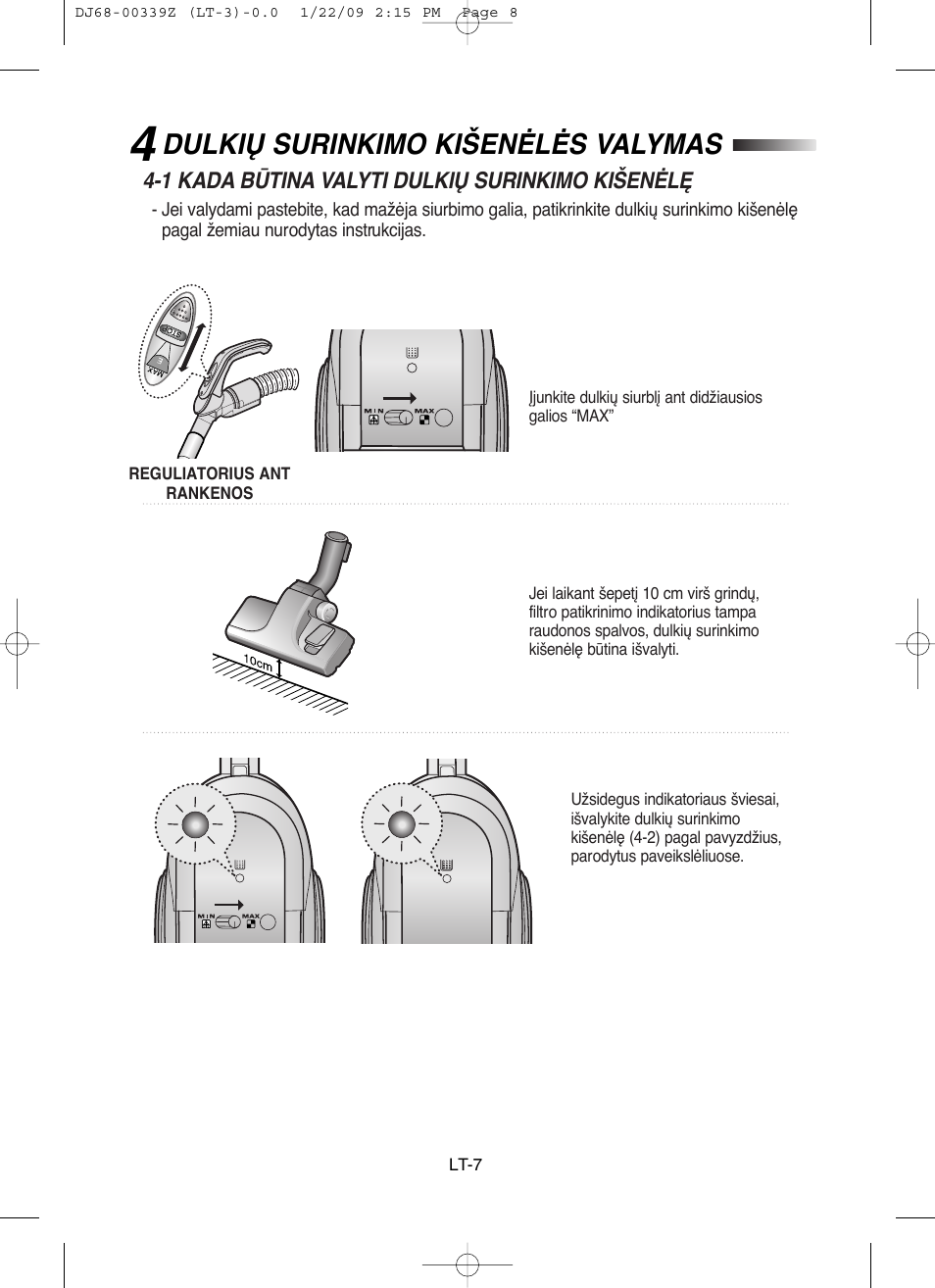 Dulkið surinkimo kišenñlñs valymas | Samsung SC6540 User Manual | Page 30 / 56