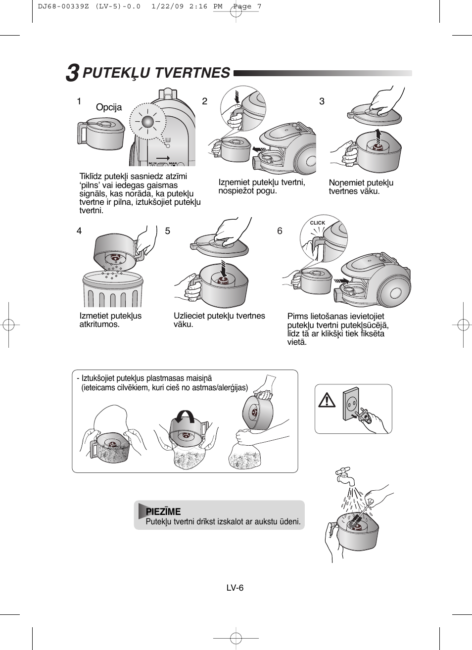 Putekπu tvertnes | Samsung SC6540 User Manual | Page 51 / 56