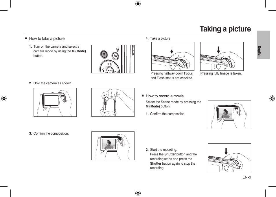 Taking a picture | Samsung i8 User Manual | Page 9 / 112