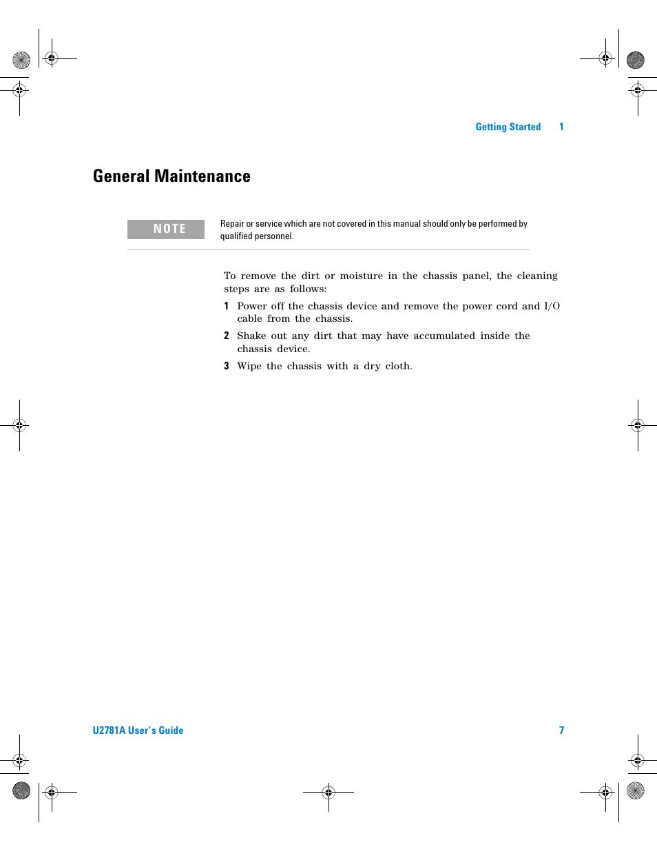 General maintenance | Agilent Technologies U2781A User Manual | Page 19 / 47