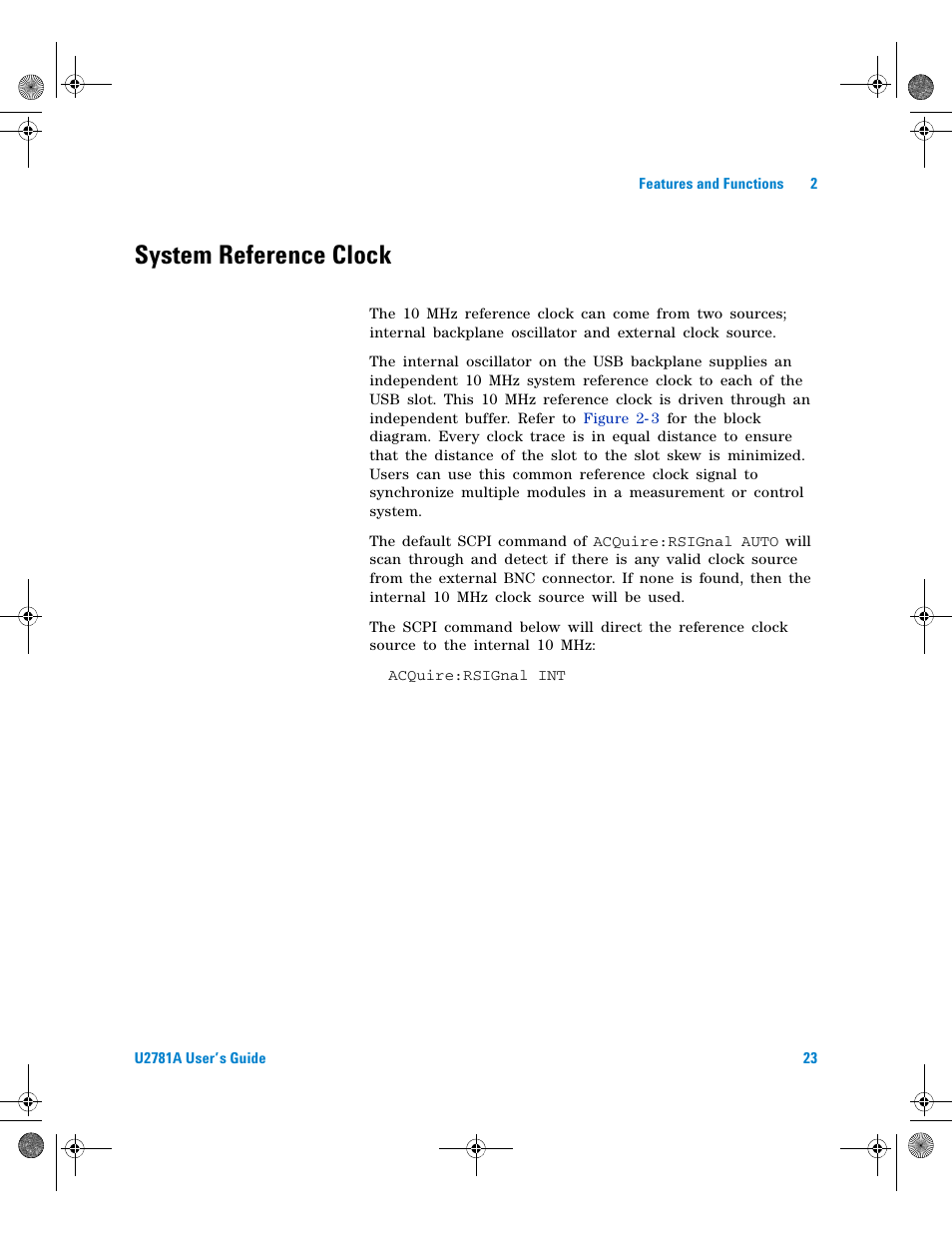 System reference clock | Agilent Technologies U2781A User Manual | Page 35 / 47