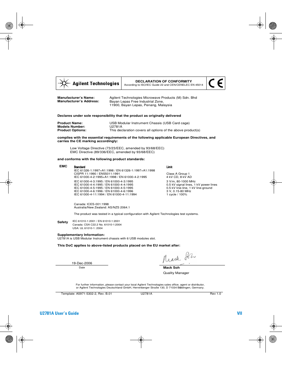 U2781a user’s guide vii | Agilent Technologies U2781A User Manual | Page 7 / 47