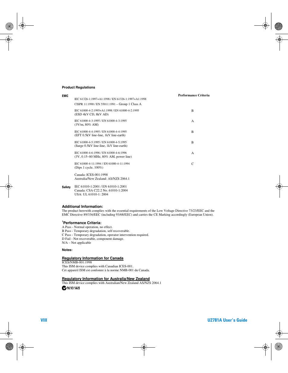 Viii u2781a user’s guide | Agilent Technologies U2781A User Manual | Page 8 / 47