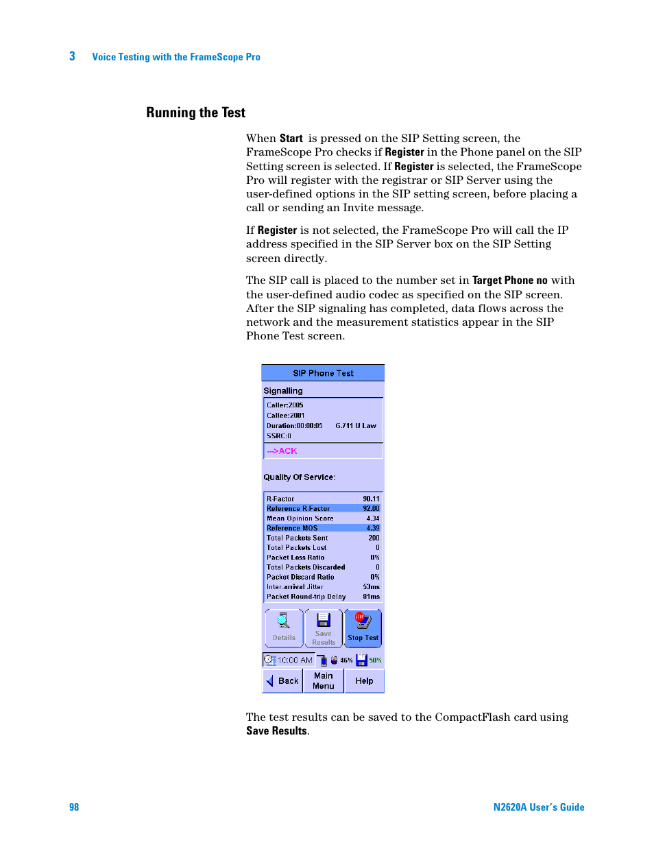 Running the test | Agilent Technologies N2620A User Manual | Page 116 / 279