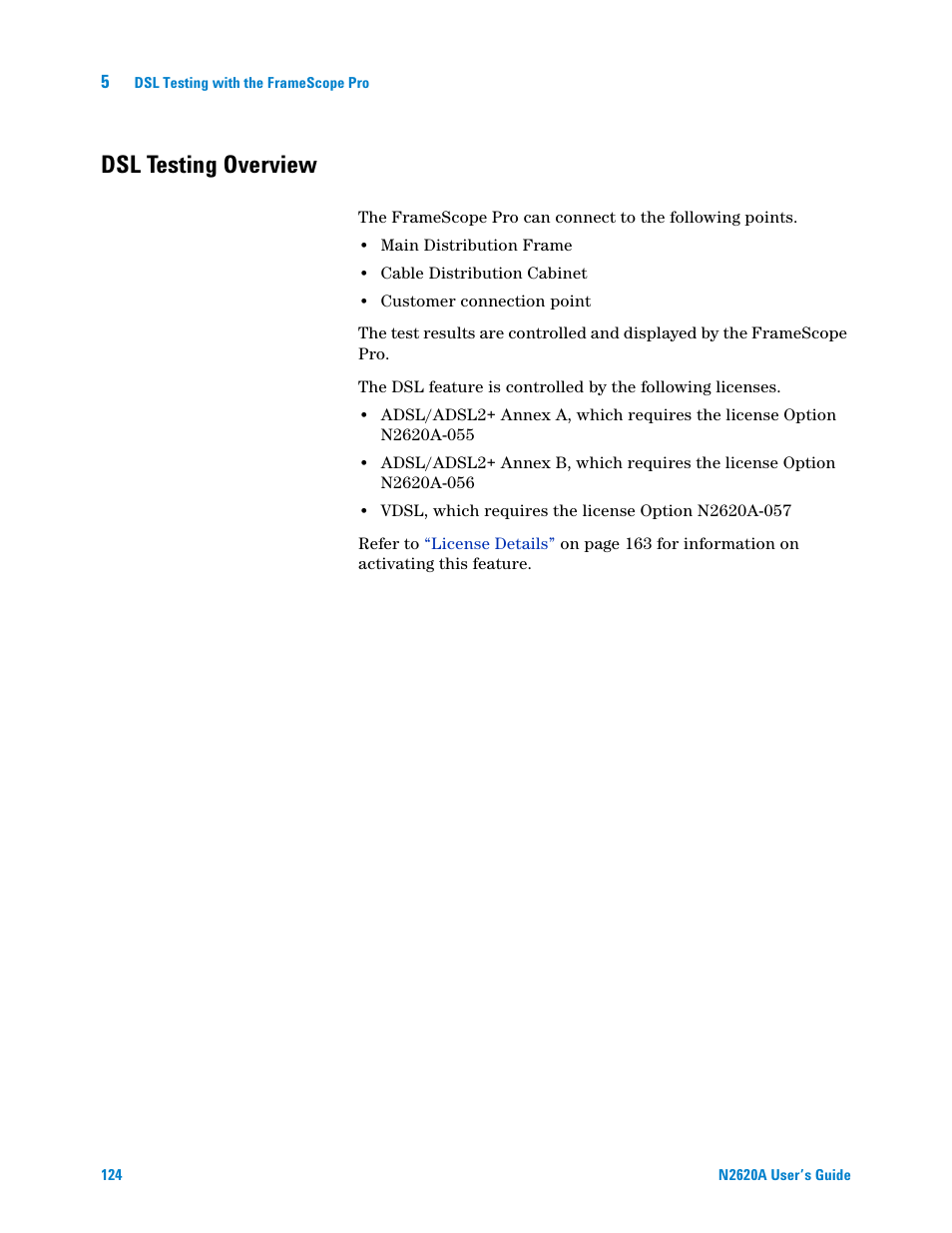 Dsl testing overview | Agilent Technologies N2620A User Manual | Page 142 / 279