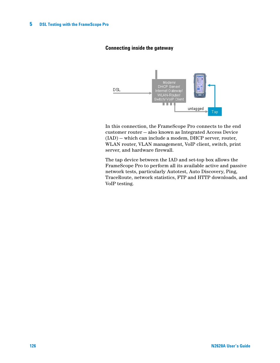 Connecting inside the, Gateway | Agilent Technologies N2620A User Manual | Page 144 / 279